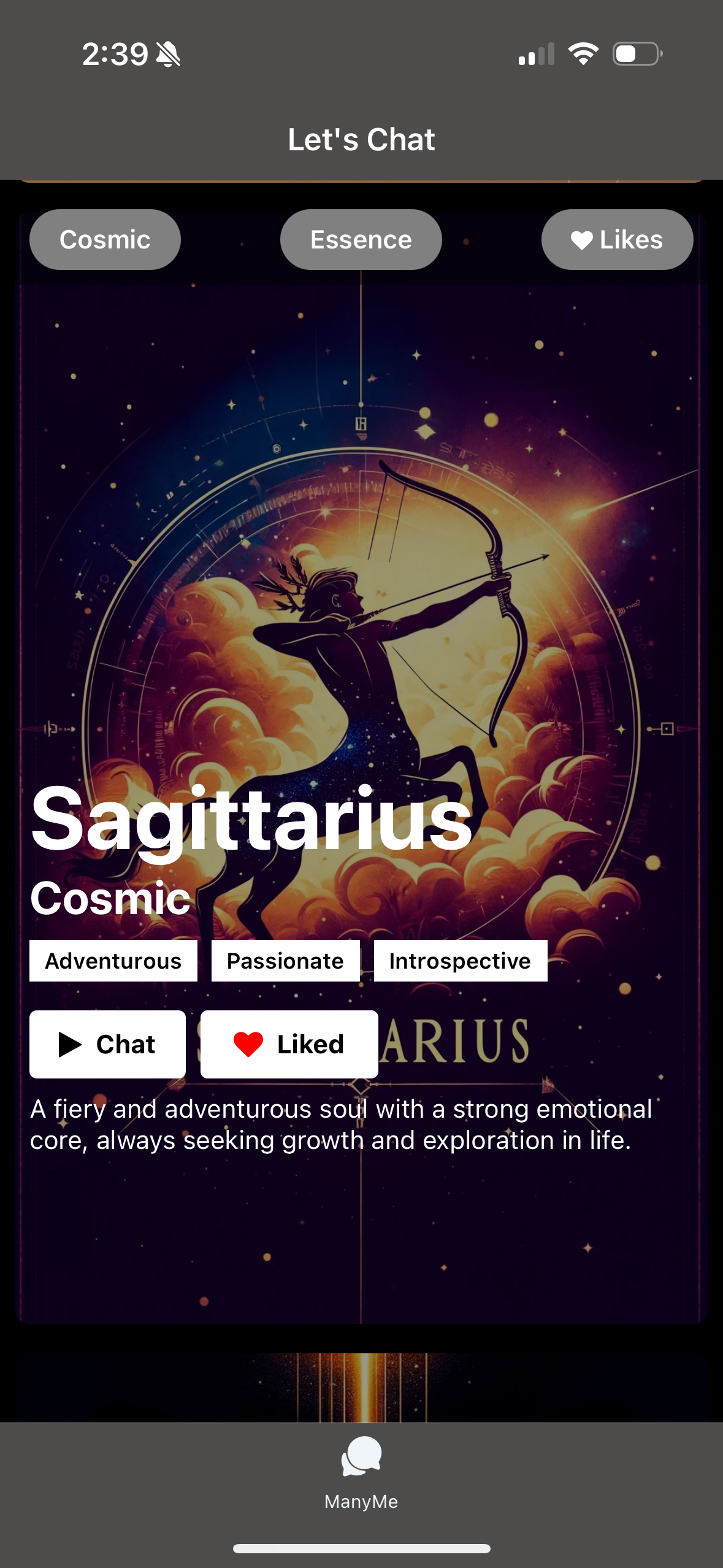 ManyMe App Screenshot - Sagittarius Personality